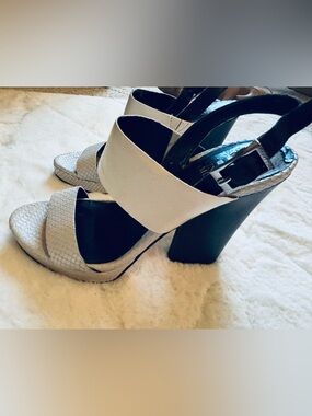Vince Camuto Black and Cream Heeled Sandals